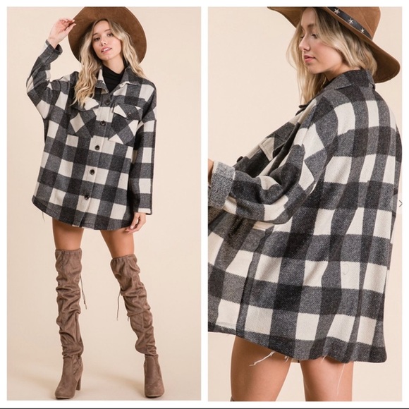 45 Cozy Most Fabulous Buffalo Print button down Shirt Top Jacket - Picture 3 of 4